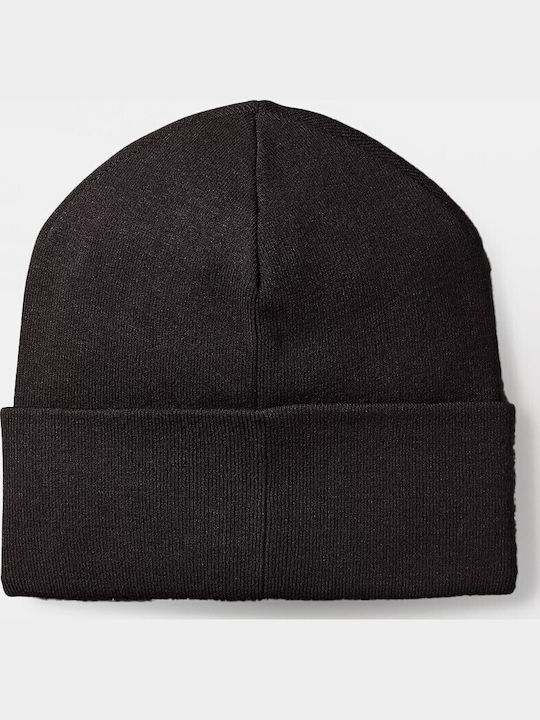 Patch Beanie Unisex Beanie with Rib Knit in Black color