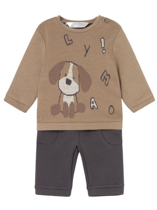 Kids Sweatpants Set Beige 2pcs