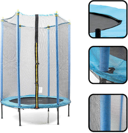 InnovaGoods Trambulină Pentru Copii Diametru 140 cm Cu Plasă De Protecție Albastră