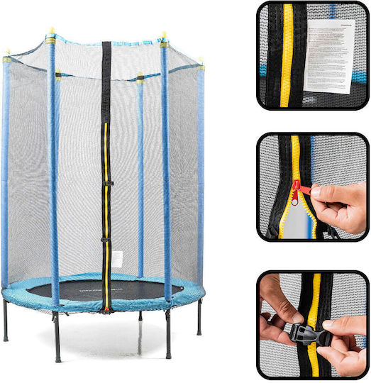 InnovaGoods Trambulină Pentru Copii Diametru 140 cm Cu Plasă De Protecție Albastră