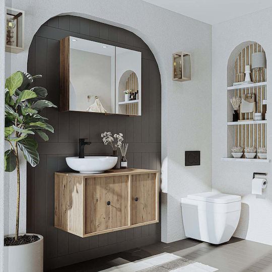 Gusto Bathroom Set 2pcs Sink & Mirror MDF & Ceramic
