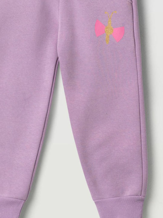 Kids Sweatpants Set White-Purple 2pcs