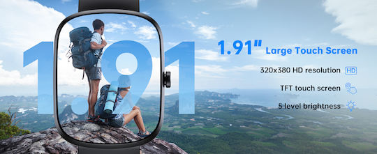Oukitel V2 Smartwatch με Παλμογράφο (Μαύρο)