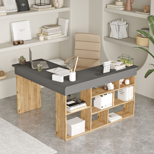 Дървено Бюро с Библиотека Кафяво 127.2x35x32см SKU-3295-P3295