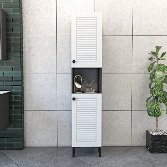 Dulap Coloană Pentru Baie Luxe 172cm Alb Complet MDF Rafturi Reglabile