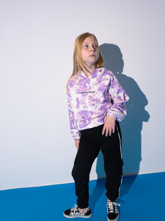 Kinder Sweatpants Set - Jogginganzug Lila Tie Dye- Black 2Stück