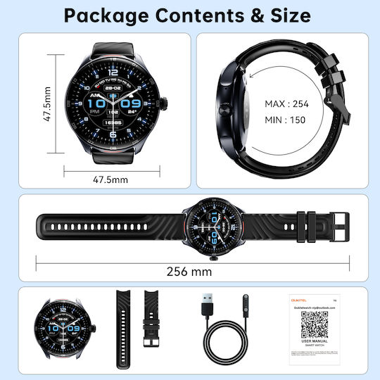 Oukitel V6 Smartwatch με Παλμογράφο (Μαύρο)