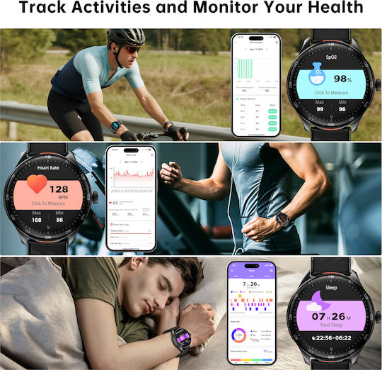 Oukitel V6 Smartwatch με Παλμογράφο (Μαύρο)