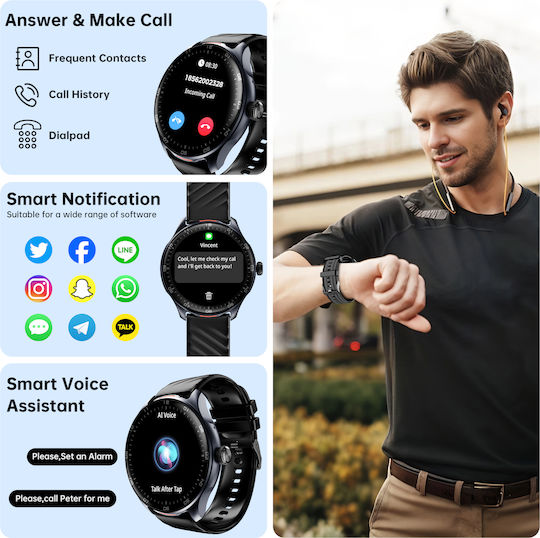 Oukitel V6 Smartwatch με Παλμογράφο (Μαύρο)