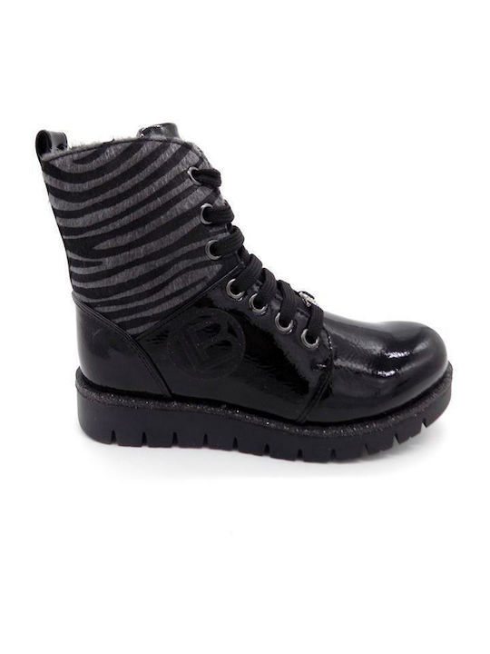 Kinderstiefel aus Lackleder mit Reissverschluss Schwarz