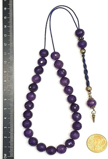 Roloi Komboloi Amethyst Worry Beads with 25 Beads Purple 31cm