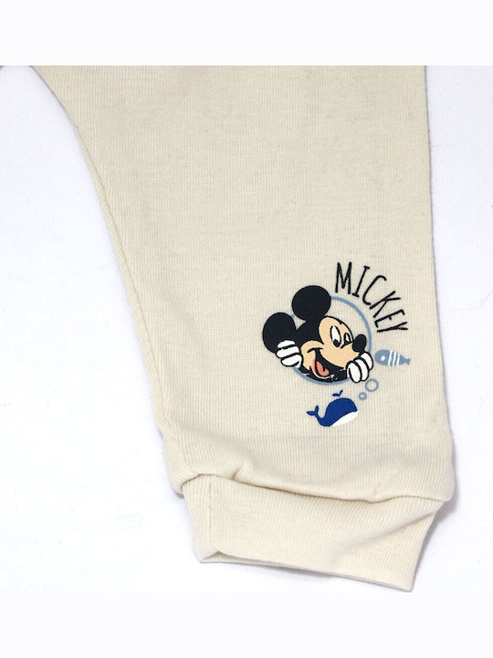 Kids Sweatpants Ecru Mickey Mouse