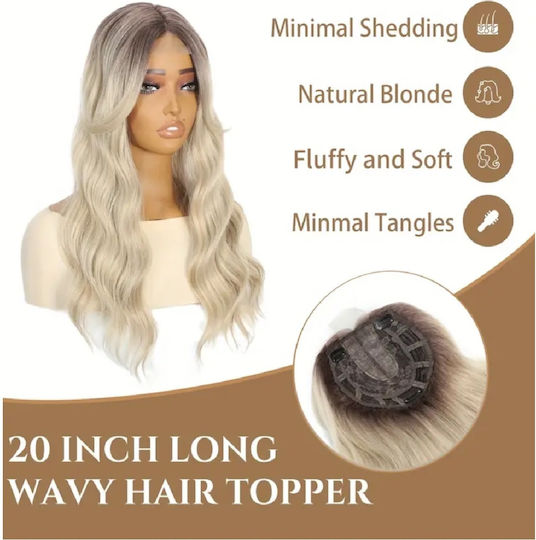 Erweiterung mit Clip mit Echthaar in Blond Farbe 50.8cm Topper Toupet