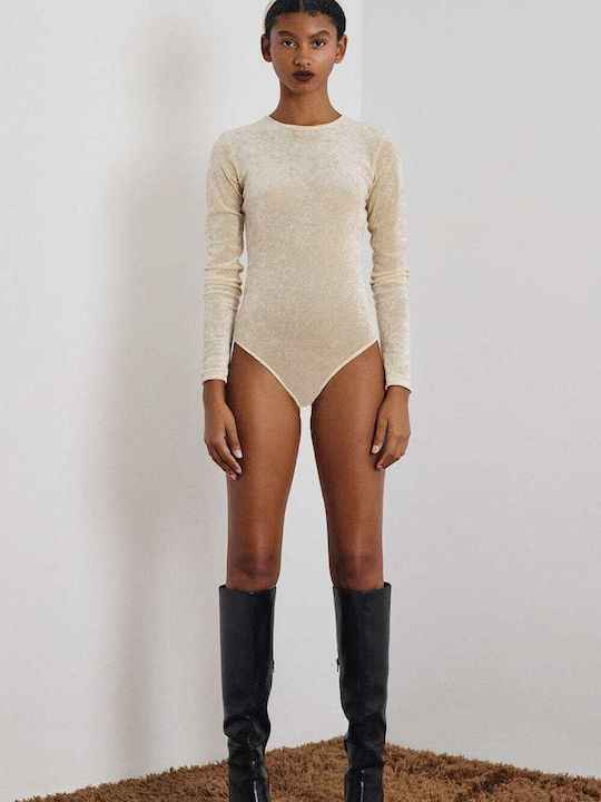 Mamoush Charlotte Velvet Bodysuit Off White 186528