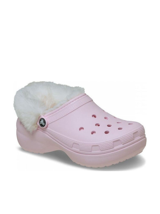 Crocs Saboti Platforma Clasică Pentru Femei Cu Blană Roz