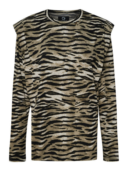 Miranda Γυναικεία Μπλούζα Μακρυμάνικη Animal Print Olive C9T24761