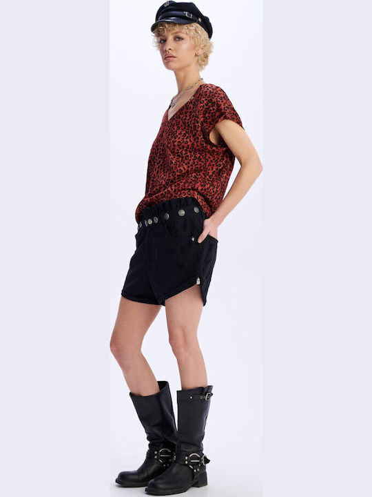Water Flow Women's T-shirt Animal Print Red