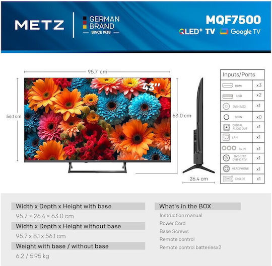 Metz Smart Fernseher 43" 4K UHD QLED 43MQF7500Z HDR (2025)