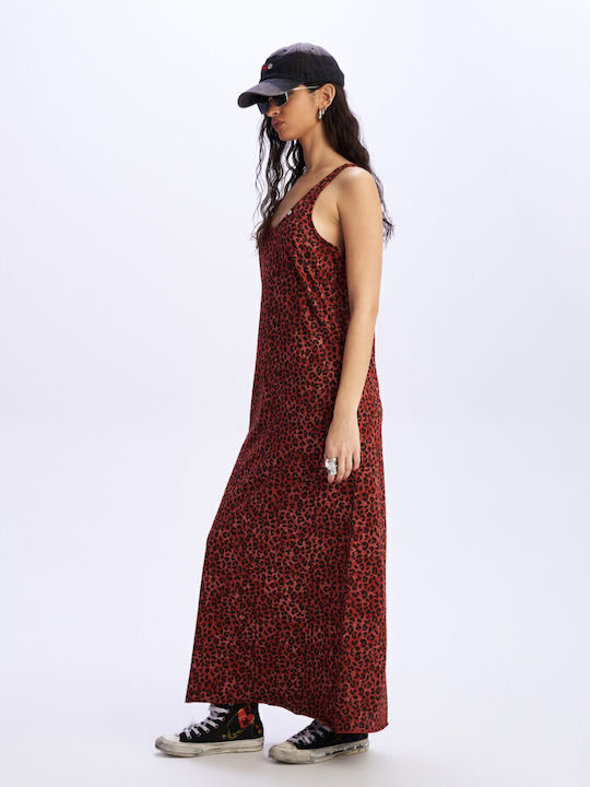 Magnolia Sommer Maxi Damenkleid Rot Ocker