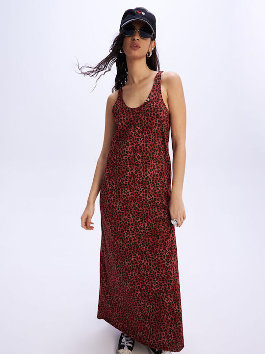 Magnolia Sommer Maxi Damenkleid Rot Ocker