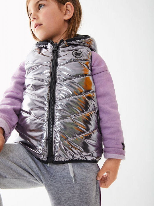 Kids' Casual Jacket Sleeveless Short Double Sided with Hood Black