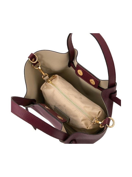 De piele Geantă de damă De umăr Burgundy