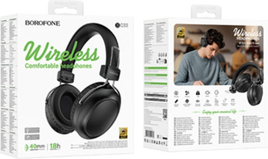Borofone BO33 Wireless Bluetooth On Ear Headphones with 18 Hours Playing Time Black