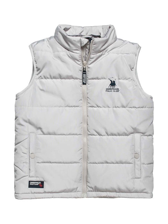Kids' Quilted Jacket Sleeveless with Lining & Hood Beige