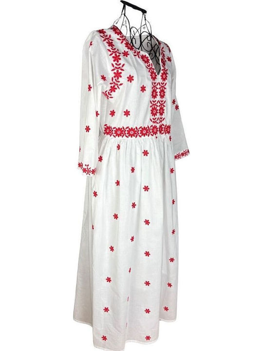 Καλοκαιρινό Maxi Φόρεμα White, Red