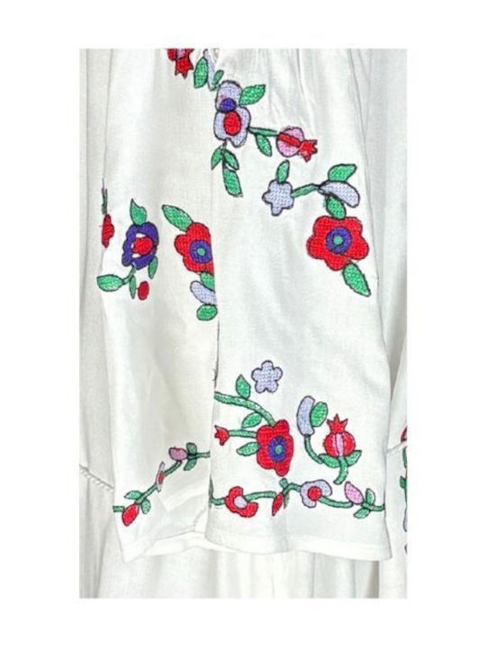 Sommer Maxi Damenkleid Weiß Lila