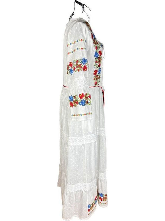 Summer Maxi Dress White Green