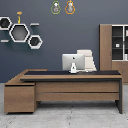 Corner Professional Office Proline Wooden Brown 200x180x75cm