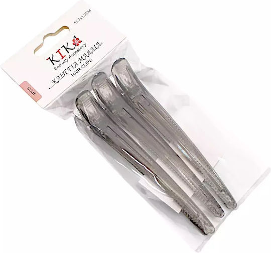 Kika Hair Styling Hair Clips Set Semi-Transparent Gray 3 Pieces