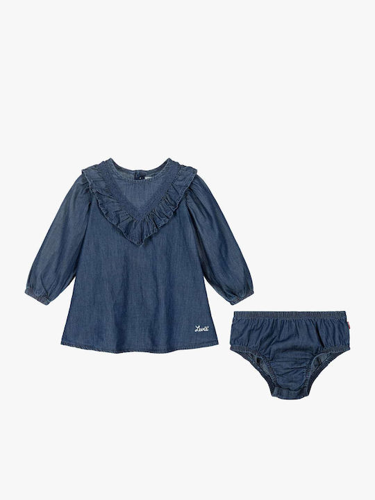 Wild West Girls Dress Long Sleeve Denim Set with Accessories Dark Denim