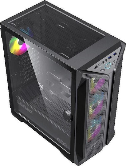 GameMax Brufen C1 Gaming Middle Tower Carcasă Calculator cu Fereastră Laterală și Iluminare ARGB Negru