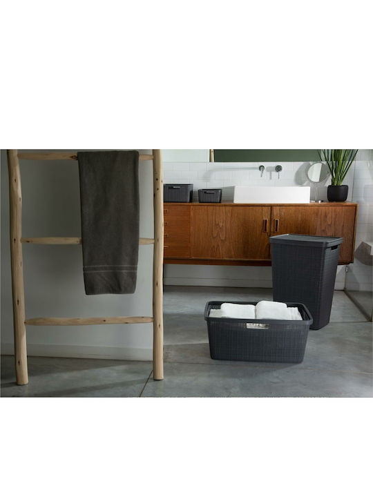 Curver Jute Wäschekorb Korbweide 58lt mit Deckel 43x34x60cm Dunkelgrau