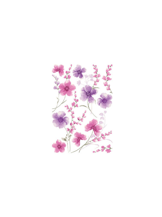 Διακοσμητικό Αυτοκόλλητο Τοίχου Purple Flowers Βινυλίου 1τμχ Ango