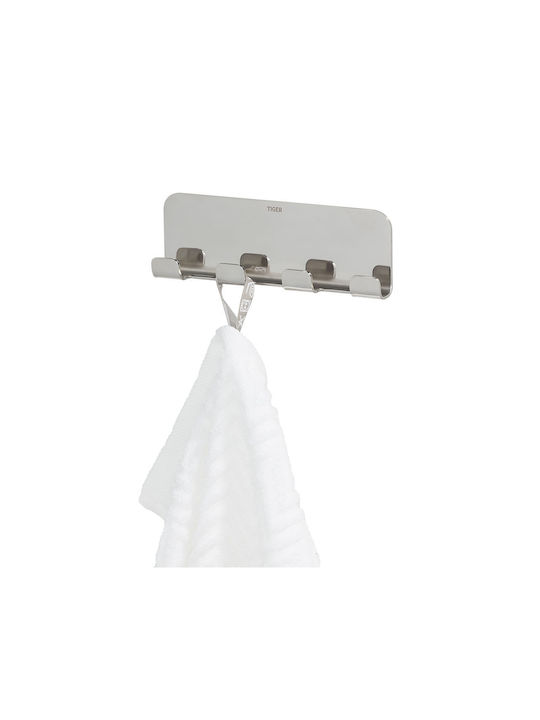 TIGER Wall-Mounted Bathroom Hook with 4 Positions Inox Silver