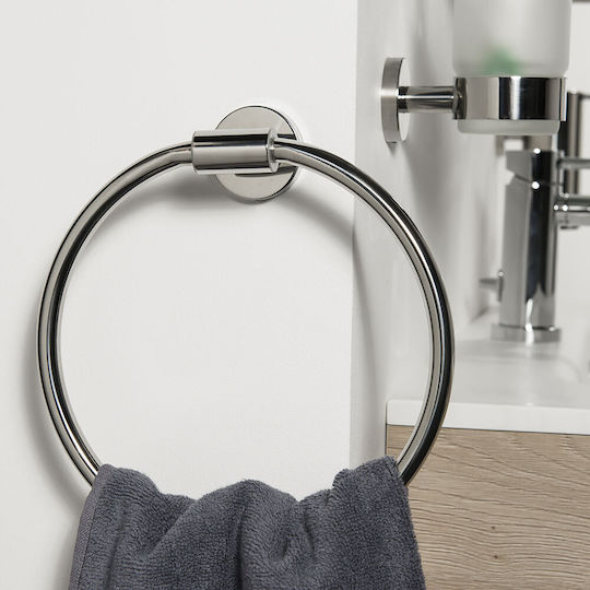 TIGER Single Wall-Mounted Bathroom Ring Inox Silver