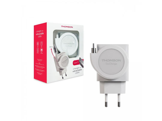 Thomson Charger with USB-A Port and Cable USB-C 22.5W Power Delivery / Quick Charge 3.0 Whites (GoCharge)