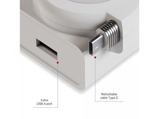 Thomson Charger with USB-A Port and Cable USB-C 22.5W Power Delivery / Quick Charge 3.0 Whites (GoCharge)
