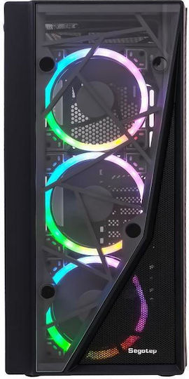 Segotep Prime XL V2 Gaming Middle Tower Carcasă Calculator cu Fereastră Laterală și Iluminare RGB Negru
