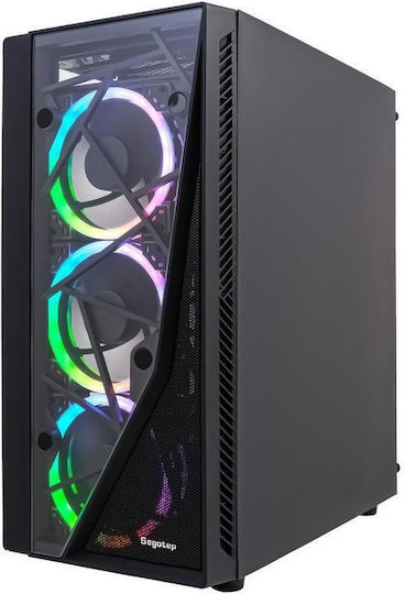 Segotep Prime XL V2 Gaming Middle Tower Carcasă Calculator cu Fereastră Laterală și Iluminare RGB Negru