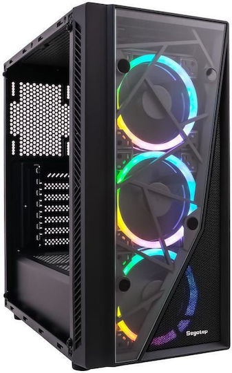 Segotep Prime XL V2 Gaming Middle Tower Carcasă Calculator cu Fereastră Laterală și Iluminare RGB Negru