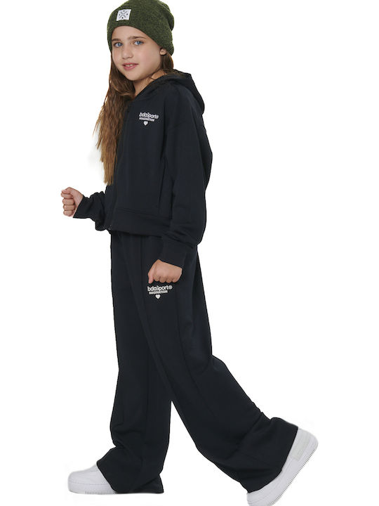 Kids Sweatshirt Cardigan with Hood and Pockets Black