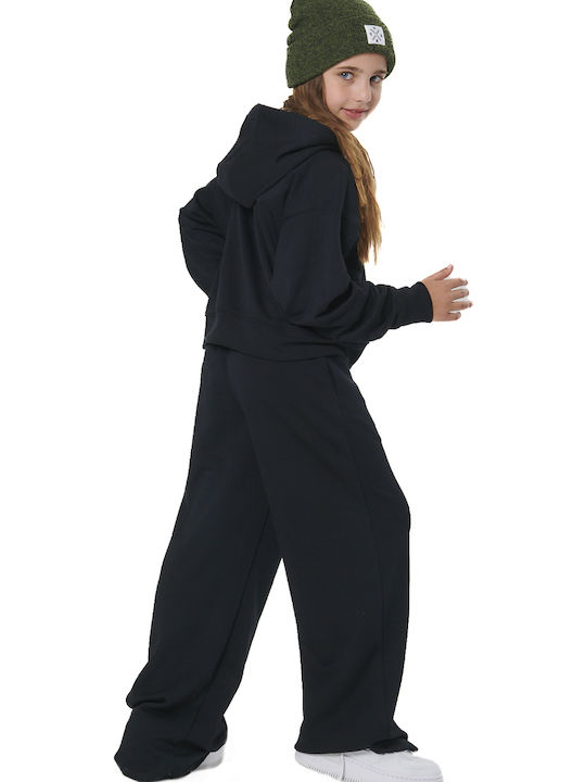 Kids Sweatshirt Cardigan with Hood and Pockets Black