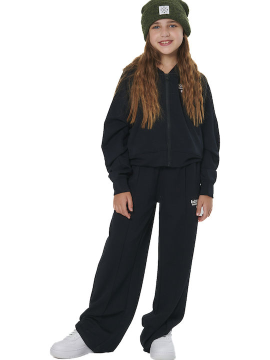 Kids Sweatshirt Cardigan with Hood and Pockets Black