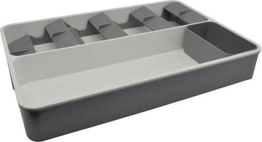 Ankor Besteckeinsatz für Schubladen Aufklappbar Kunststoff 46,5x39,5x5,5cm Grau