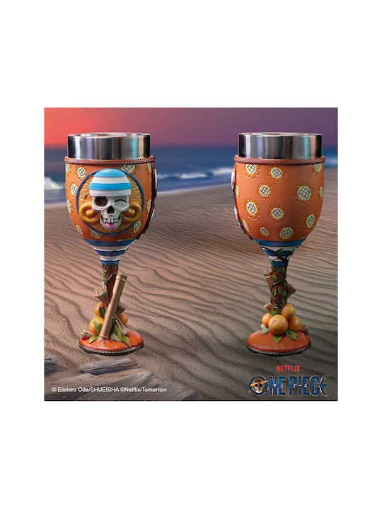 Nemesis Now Glas Wasser aus Edelstahl in Orange Farbe Kelch mit Strohhalm