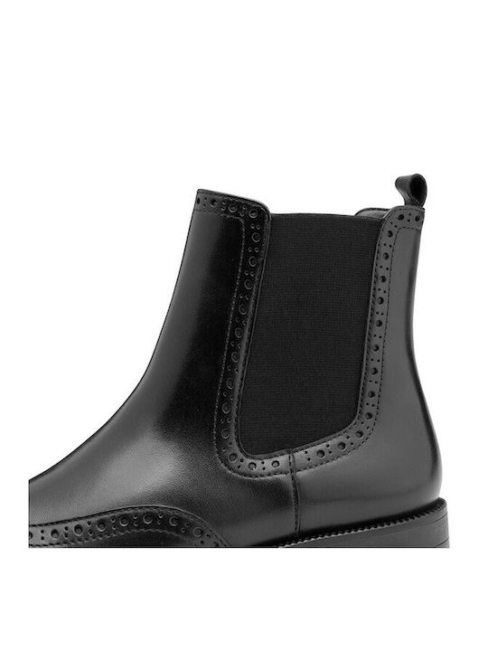 Leder Damen Chelsea Stiefeletten Schwarz
